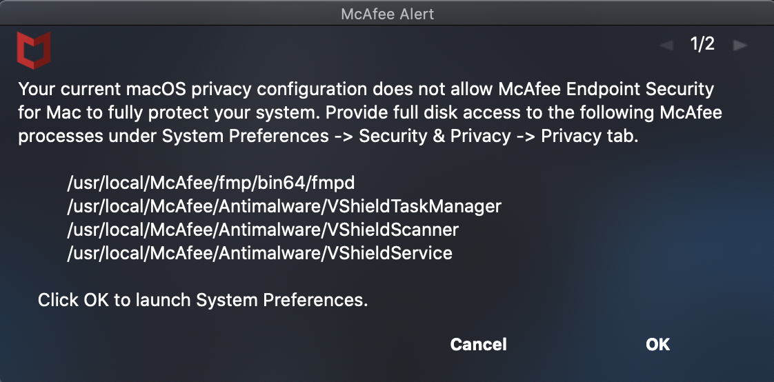 McAfee Endpoint Security for Mac 10.7.5