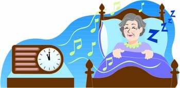 illustration of a woman sleeping with music on