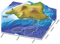 diagram of a landslide in Hawaii caused by tsunami