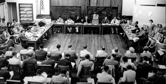 black and white photos of an early philosphy conference