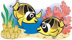 illustration of two butterflyfish communicating