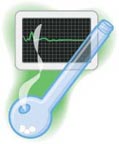 illustration of a heart monitor and an ice pipe