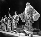 black and white photo of a kabuki performance