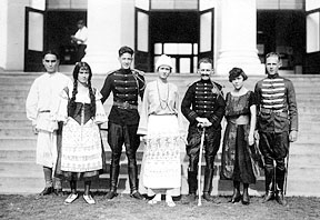 black and white photo of theatre show cast