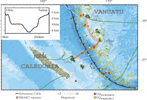 SMART international cable route project between Lifou, New Caledonia and Tanna, Vanuatu. 