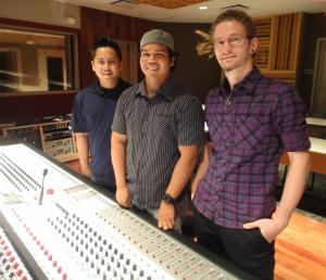 (L to R) Eric Lagrimas, Glenn Molina, and Steven Lynch in the Mike Curb MELE Studio at Honolulu CC