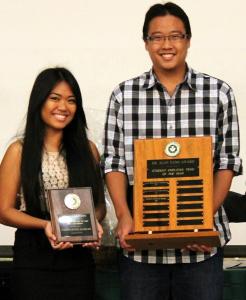 Student Employee of the Year (SEOTY) winners Brittany Supnet and Jordan Wang.