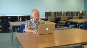 CTAHR Associate Dean Charly Kinoshita views Ka Palapala online.
