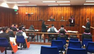 High school students participate in last year's mock trial.