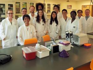 REU undergraduates in Edmondson Hall lab in June 2016. 