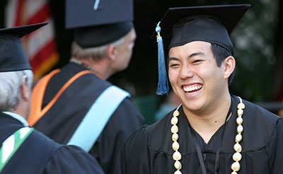 A community college student at commencement