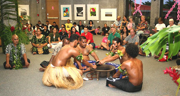 Group of people in Pacific Island cultural garb