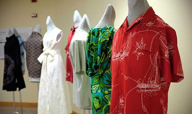 aloha shirts and dresses on manikins