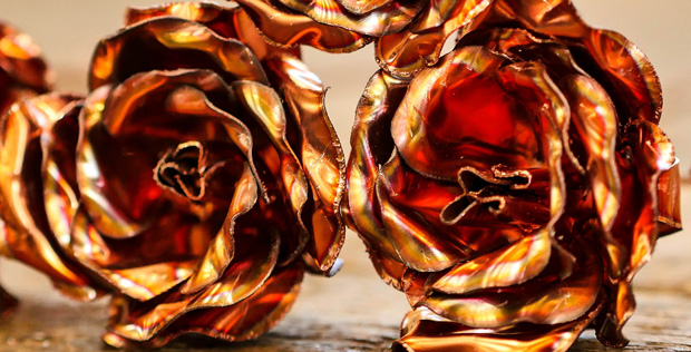 copper valentine roses