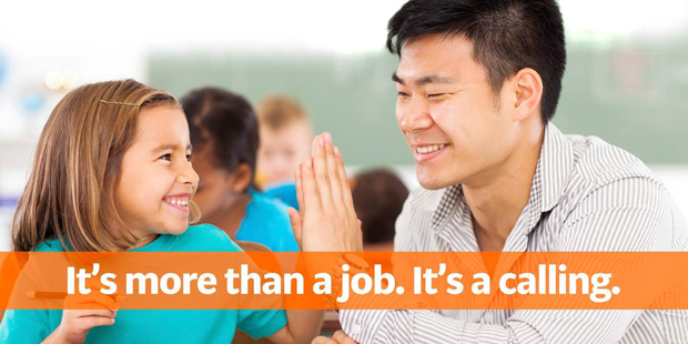 Young girl high-fiving an adult: It's more than a job. It's a calling.
