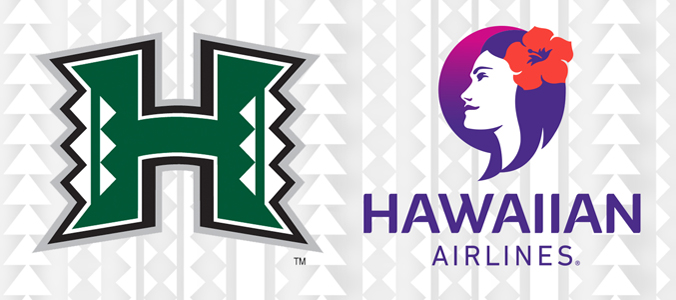 Hawaiian Airlines and UH Manoa Athletics logos