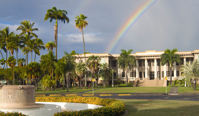 rainbow over Hawaii Hall