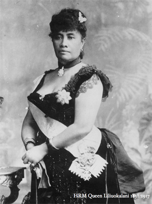 Liliuokalani black and white portrait photo wearing black dress