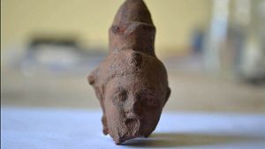 Artifact shaped like a human head from the Tell Timai excavation