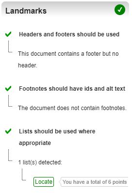 Document is ADA compliant when everything is green