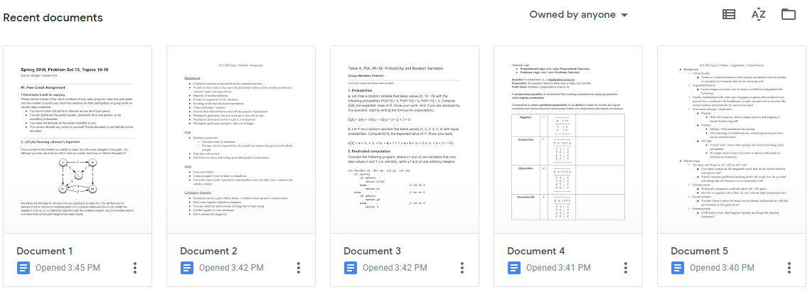 Selecting a document