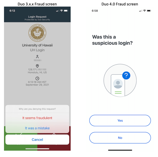 Duo Fraud screen comparison