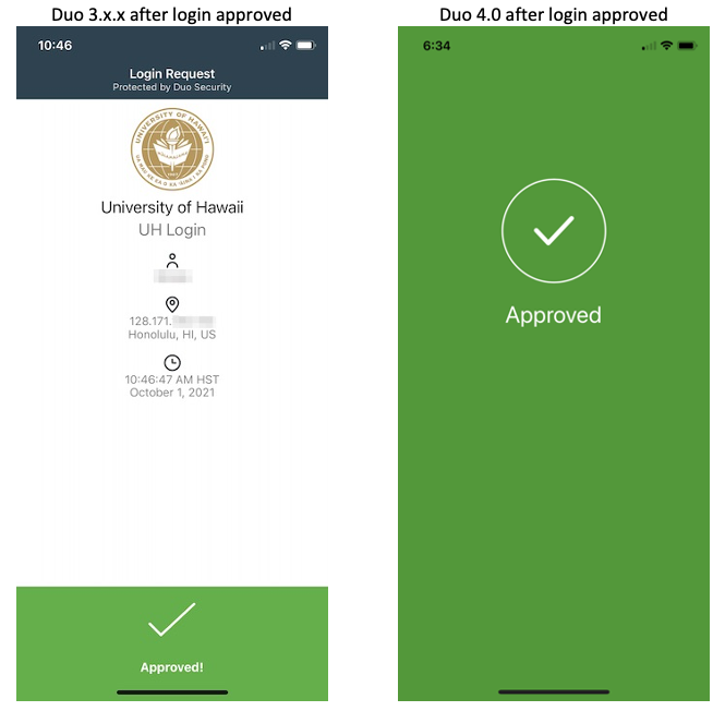 Duo Mobile after approval comparison