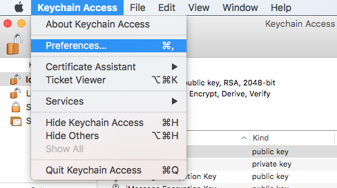 Keychain Access Preferences