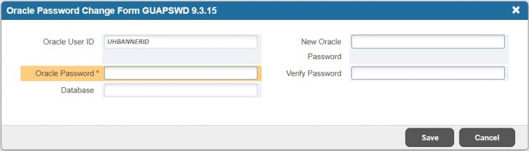 Oracle Password Change Form