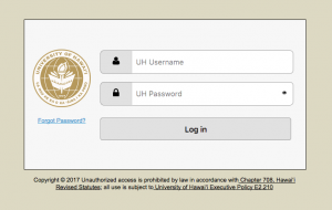 UH Login screen