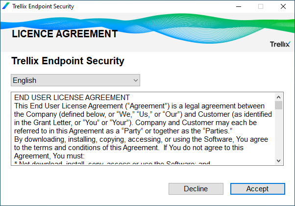 McAfee ENS User License Agreement. Choose Accept.