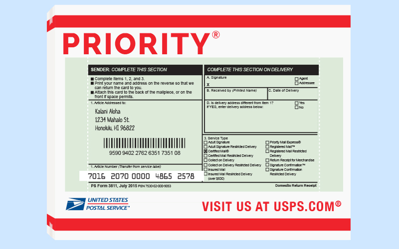 Priority mail certified mail