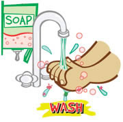 illustration of hands being washed