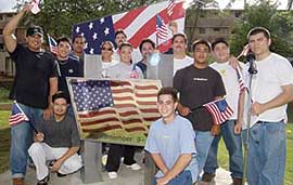 students with flags