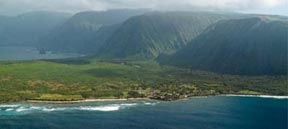 aerial shot of the east side of the Kalaupapa peninsula