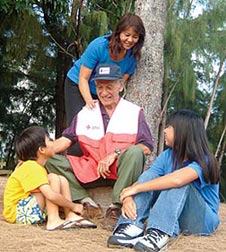 Masaru Oshiro with daughter Leah Chang and grandchildren