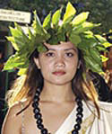 Woman in Hawaiian Studies graduation regalia