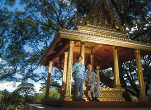 Poranee Natadecha-Sponsel and Les Sponsel at the Thai Pavilion on the Manoa campus