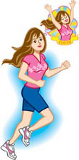 illustration of woman jogging and visualizing herself winning a race