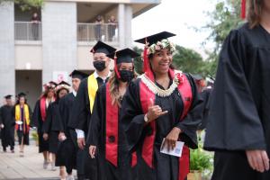 Students at UH West Oʻahu's morning commencement ceremony.