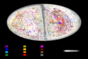Full-sky map showing Cosmicflows-4’s  56,000 galaxies with distance measurements.