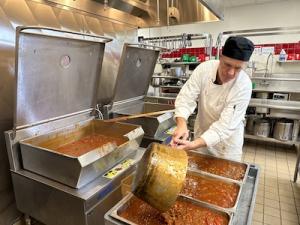 Relief food preparation at UH Maui College.