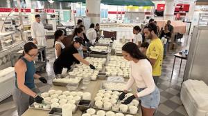 Relief food preparation at UH Maui College.