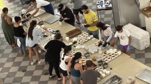 Relief food preparation at UH Maui College.