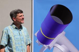 ATLAS project head Dr. John Tonry with a conceptual drawing for an ATLAS telescope. 