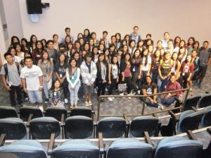Waipahu High School students with MD student counselors and staff