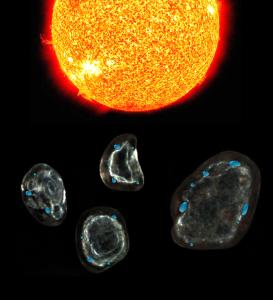 Interplanetary dust particles carry water generated with hydrogen solar wind. Credit: John Bradley.