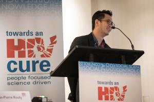 Glen Chew presents his paper at a scientific journal in Vancouver.