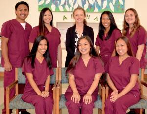 Graduating medical assisting students from Kaua‘i CC with Program Coordinator Victoria Mathis