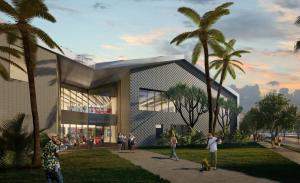 Rendering of the Academy for Creative Media building at UH West O&#699;ahu.